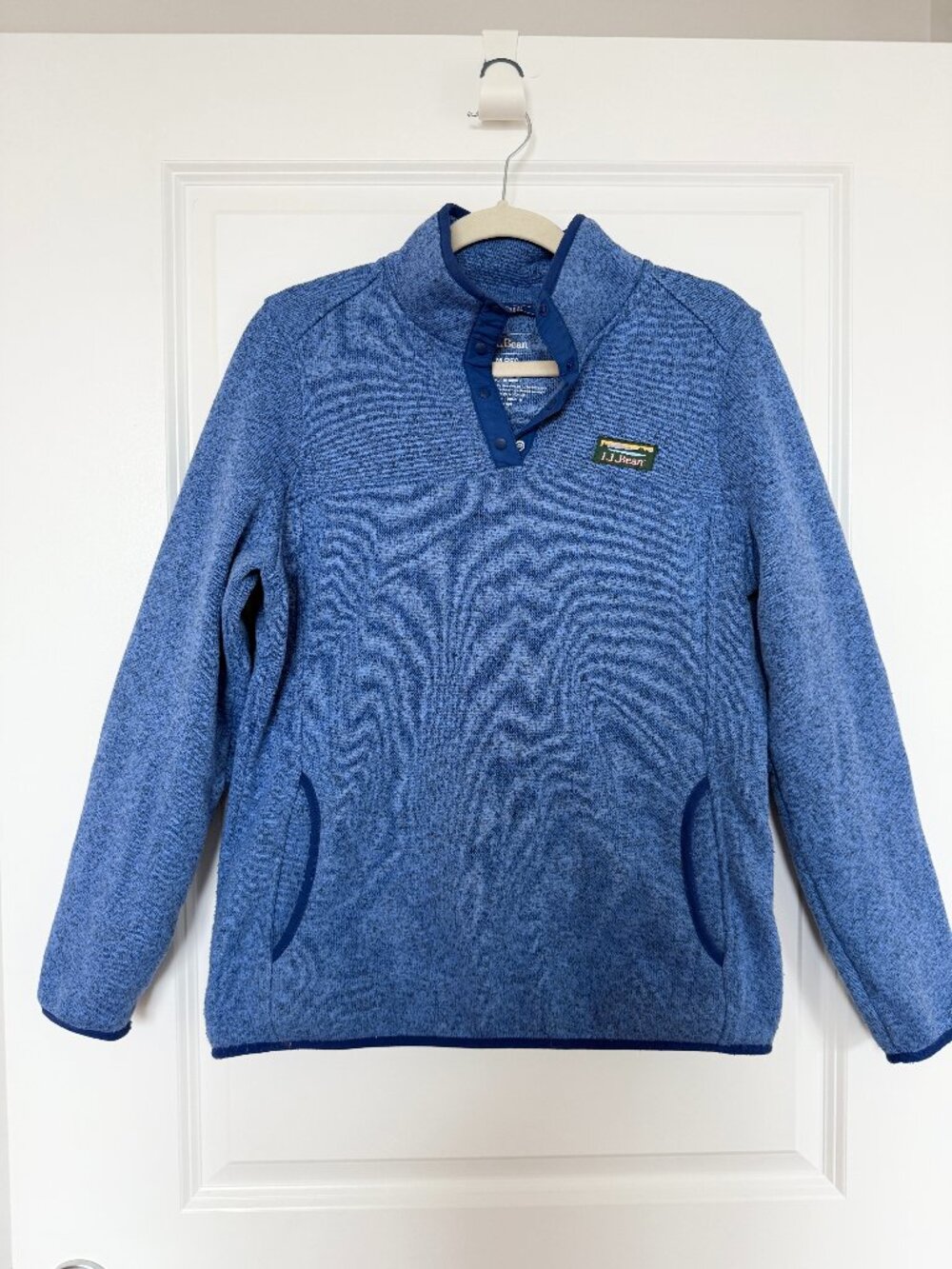 L.L.Bean Blue Pullover with Snap Closure & Pockets - Women's Medium